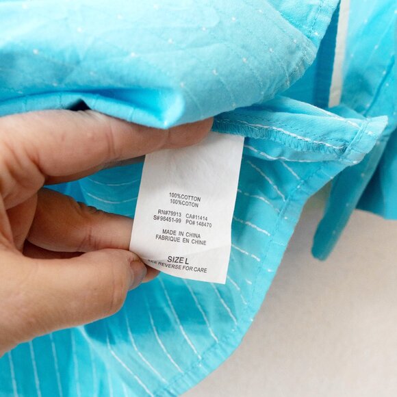 Motherhood Maternity L Blue Wrap Tie Back 3/4 Sleeve Cotton Top - Picture 12 of 12